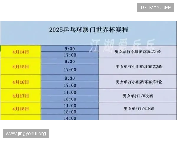 2026年世界杯乒乓球赛程时间表详细公布，赛事安排全方位解读